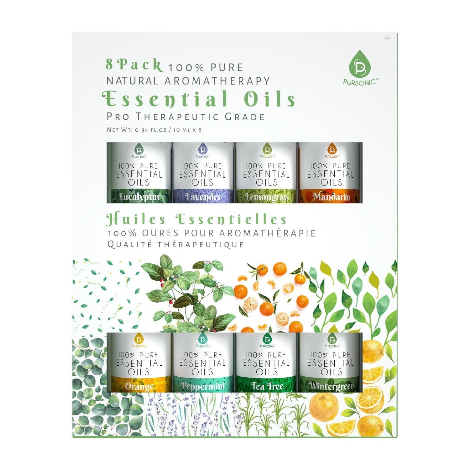 VitaNorth Essential Oils Set - 8 pack of 100% Pure Essential Aromatherapy Oils