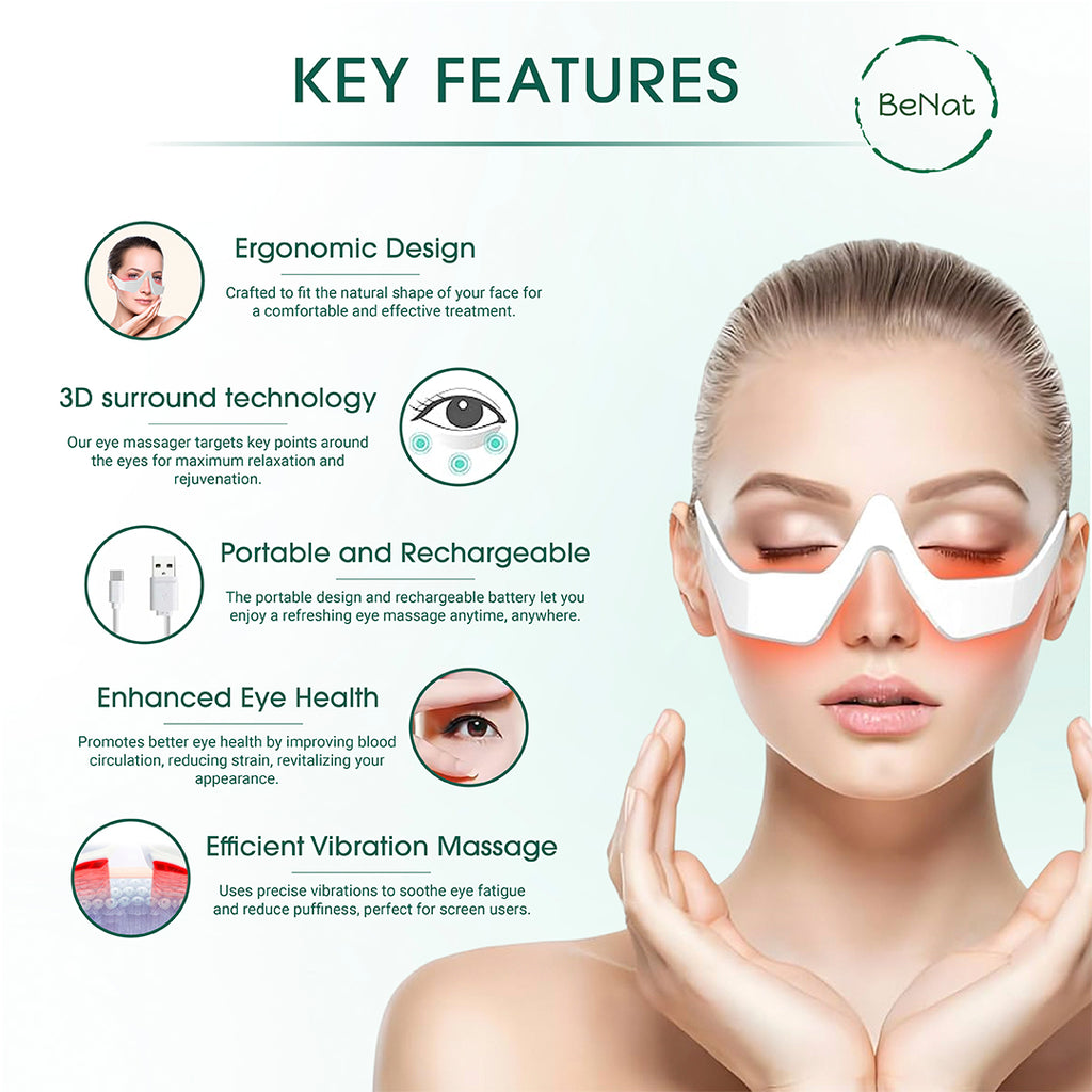VitaNorth Under-Eye Red Light Therapy Massager-  Skin Rejuvenation and Relaxation